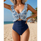 💥LIMITED TIME 50% OFF!🩱Ruffle V-Neck Swimsuit – Tummy Control & Adjustable Tie-Back Fit 🌊