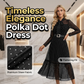 ⏳Time-Limited Special⏰Polka Dot Tie-Neck Midi Dress – Pearl Belt & A-Line – Elegant Vintage Party Dress 🥂