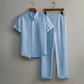 👔 LIMITED-TIME 50% OFF! ✨ Men's Textured 2-Piece Shirt & Pants Set – Breathable, Stand Collar, Elastic Waist 🌿