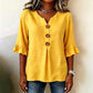 📢📢50% OFF !! ⏰ Women's V-Neck Ruffle Sleeve Blouse with Wooden Buttons – Bohemian, Flowy, Romantic 🍃