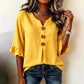 📢📢50% OFF !! ⏰ Women's V-Neck Ruffle Sleeve Blouse with Wooden Buttons – Bohemian, Flowy, Romantic 🍃