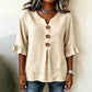 📢📢50% OFF !! ⏰ Women's V-Neck Ruffle Sleeve Blouse with Wooden Buttons – Bohemian, Flowy, Romantic 🍃