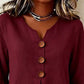 📢📢50% OFF !! ⏰ Women's V-Neck Ruffle Sleeve Blouse with Wooden Buttons – Bohemian, Flowy, Romantic 🍃