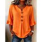 📢📢50% OFF !! ⏰ Women's V-Neck Ruffle Sleeve Blouse with Wooden Buttons – Bohemian, Flowy, Romantic 🍃
