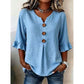 📢📢50% OFF !! ⏰ Women's V-Neck Ruffle Sleeve Blouse with Wooden Buttons – Bohemian, Flowy, Romantic 🍃