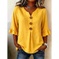 📢📢50% OFF !! ⏰ Women's V-Neck Ruffle Sleeve Blouse with Wooden Buttons – Bohemian, Flowy, Romantic 🍃