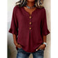 📢📢50% OFF !! ⏰ Women's V-Neck Ruffle Sleeve Blouse with Wooden Buttons – Bohemian, Flowy, Romantic 🍃