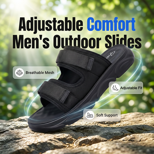 ⏰ LIMITED-TIME 50% OFF! 🏃 Men's Adjustable Dual-Strap Slide Sandals – Breathable Mesh, Cushioned, Secure Fit ✨
