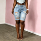 🩳 50% OFF NOW! 🏆 Women's Mid-Waist Ripped Denim Bermuda Shorts – Stretchy, distressed & raw hem – perfect for summer streetwear, casual outings or edgy chic 🌞