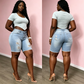 🩳 50% OFF NOW! 🏆 Women's Mid-Waist Ripped Denim Bermuda Shorts – Stretchy, distressed & raw hem – perfect for summer streetwear, casual outings or edgy chic 🌞
