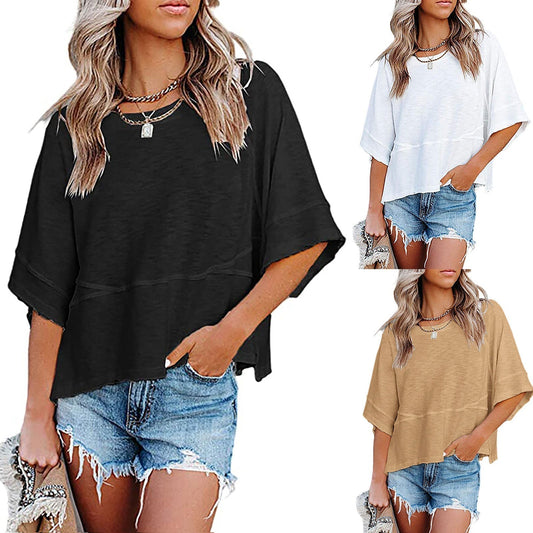 🌸 Flare Sleeve Top | Soft & Breathable Fabric 🌬️ | Loose Relaxed Fit ✨ | 5 Colors Available 🎨 | S-3XL Plus Size Friendly 👗