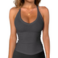 🏖️Limited Time Sale 🌞Danysu Women’s Cotton Racerback Cami – Fitted Vest Top with Soft Built-In Support 🌿  V-Neck • Sleeveless • Lightweight Summer Essential ☕
