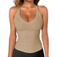 🏖️Limited Time Sale 🌞Danysu Women’s Cotton Racerback Cami – Fitted Vest Top with Soft Built-In Support 🌿  V-Neck • Sleeveless • Lightweight Summer Essential ☕