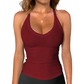 🏖️Limited Time Sale 🌞Danysu Women’s Cotton Racerback Cami – Fitted Vest Top with Soft Built-In Support 🌿  V-Neck • Sleeveless • Lightweight Summer Essential ☕