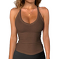 🏖️Limited Time Sale 🌞Danysu Women’s Cotton Racerback Cami – Fitted Vest Top with Soft Built-In Support 🌿  V-Neck • Sleeveless • Lightweight Summer Essential ☕