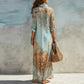 🎁New Arrival 50% OFF💥Elegant Retro Print Maxi Dress | Boho V-Neck Button-Down Flowy Gown | Breathable Summer Beach Holiday Dress