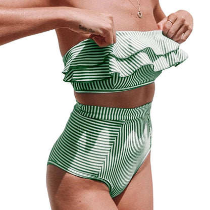 📢Mid-Season Sale: 50% off – limited time ⏰Women's Irregular Stripe High-Waisted Swimsuit