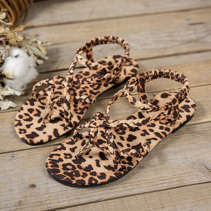 🐆 Women's Retro Leopard Print Beach Sandals | Lightweight & Breathable | Non-Slip Rubber Sole | Summer Vacation Must-Have 🏖️
