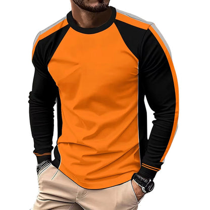 ⏳Time-Limited Special⏰Crewneck Color Block Long Sleeve T-Shirt – High-Contrast, Breathable, Athletic Fit 🔥