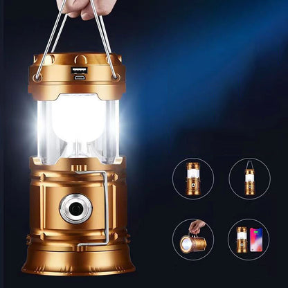 ☀️ Solar Powered Retractable Camping Light – 2-in-1 LED Desk Lamp & Flashlight | USB Phone Charger | Waterproof & Drop-Proof | Perfect for Camping, Hiking & Emergencies 🏕️