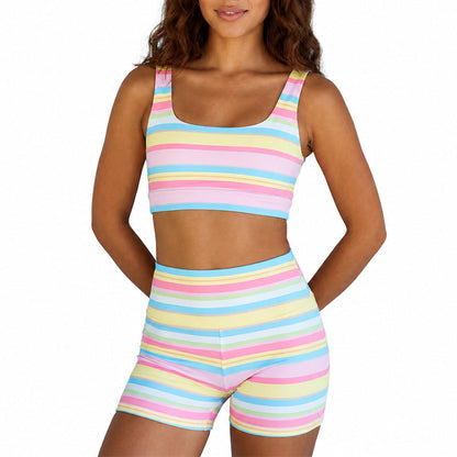 Women’s Rainbow Stripe Tank & Shorts Set