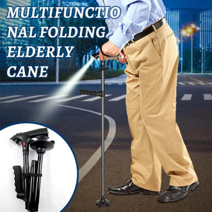 🎉 2026 Sale — Over 21,300 Sold!🦯 Multifunction Folding Walking Cane – Light & Emergency Alarm ✨