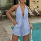 Sexy Backless Halter Top and Shorts Set