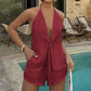 Sexy Backless Halter Top and Shorts Set