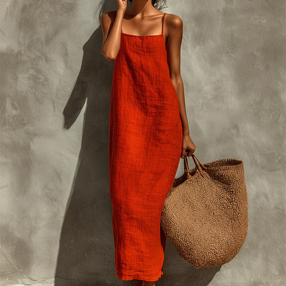🎉 LIMITED TIME 50% OFF! 👗 Women's Casual Solid Color Slip Dress – Lightweight Cotton Blend & Flowing Maxi Length 🌸