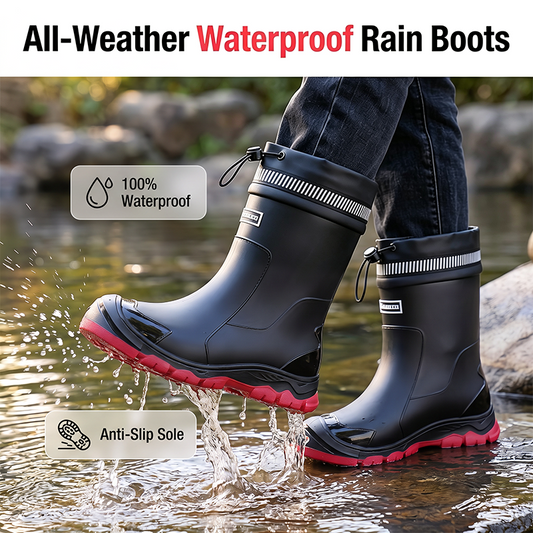 Unisex Mid-Calf Waterproof Rain Boots