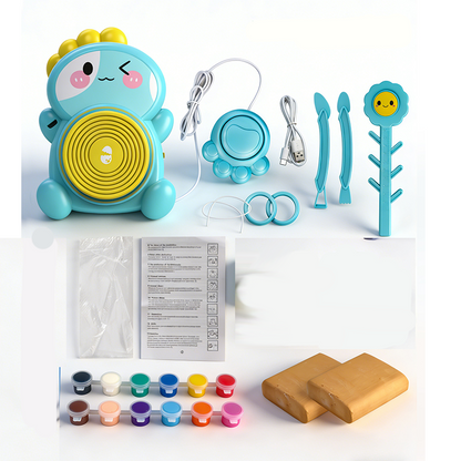 🎨 50% OFF! ✨ Kids Electric Pottery Wheel DIY Studio Craft Kit – Hands-Free Foot Pedal Speed Control, Ultra-Smooth Non-Toxic Air-Dry Clay, 12 Vibrant Washable Paints & Mess-Free Splash Guard Tray – 2 Colors 🏺