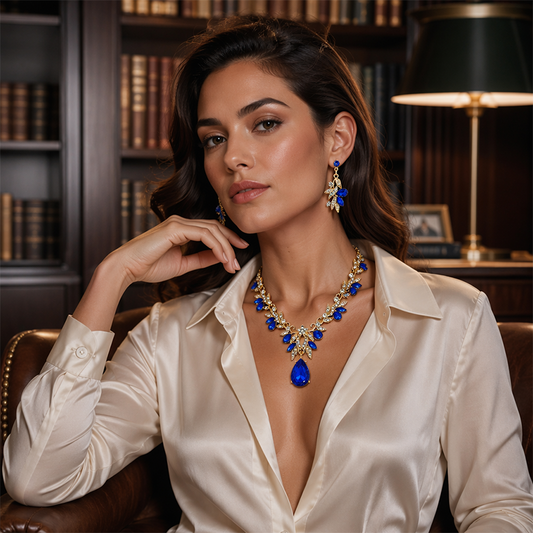 📢📢50% OFF !! ⏰Sparkling Teardrop Pendant Necklace and Earrings Set