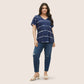 🏖️Summer Hot Sale 50% OFF🏝️👚Plus Size Striped Short Sleeves V-Neck T-Shirt✨
