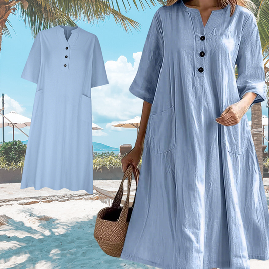Women’s Oversized A-Line Midi Dress with Pockets