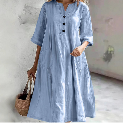 Women’s Oversized A-Line Midi Dress with Pockets