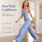 📢📢50% OFF !!⏰Women Spaghetti Strap Wide Leg Denim Jumpsuit