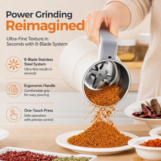 🎉 2026 Sale — Over 27,000 Sold! 🔥 Multifunctional Electric Powder Grinder – 8-Blade Cyclone System – Finer Than Standard Grinders, Seconds to Powder! ✨