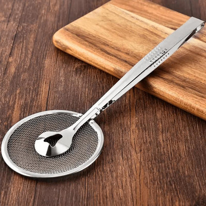 🍳 2026 Sale — Over 16,400 Sold! 🥢 2-in-1 Stainless Steel Food Tongs & Oil Strainer – Fine Mesh, Ergonomic Handle & Easy Clean 💫