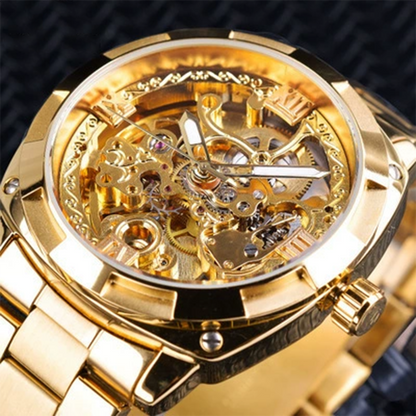 ⏳Time-Limited Special⏰Skeleton Automatic Watch – See The Movement, Feel The Craft – Self-Winding, Gold-Tone, Dress-Casual Style for Every Occasion 💼