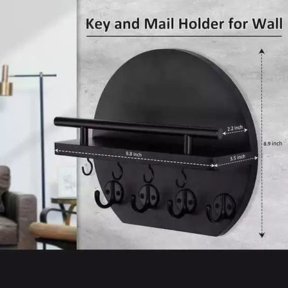 Wall Mount Key Holder with Shelf & Hooks