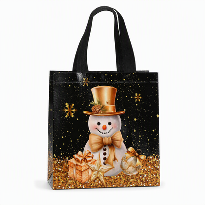 🎉 2026 Sale — Over 12,000 Sold!🎄 Black Non‑Woven Christmas Gift Tote Bag‑Gold Foil Reusable Holiday Packaging Bag ✨