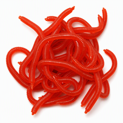 Simulation Earthworm Soft Fishing Lures Shrimp Scented Artificial Worm Baits for Freshwater and Saltwater Pack of 50 or 100