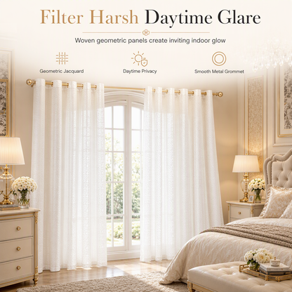 ⏳Time-Limited Special⏰Geometric Jacquard Sheer Curtain Panel for Living Room