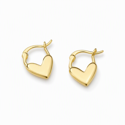 Minimalist Smooth Heart Huggie Hoop Earrings for Women Elegant and Versatile French Style Heart Shaped Earrings