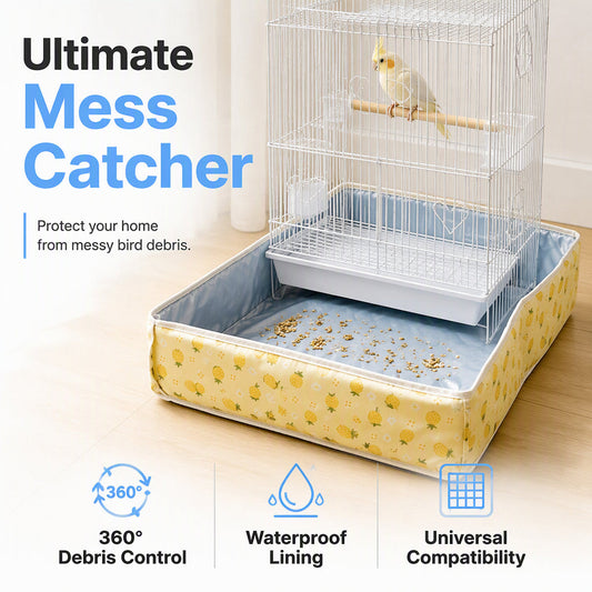 Waterproof Bird Cage Bottom Splash Guard and Seed Catcher 60x60cm Dustproof Cover for Parrots Budgies and Cockatiels