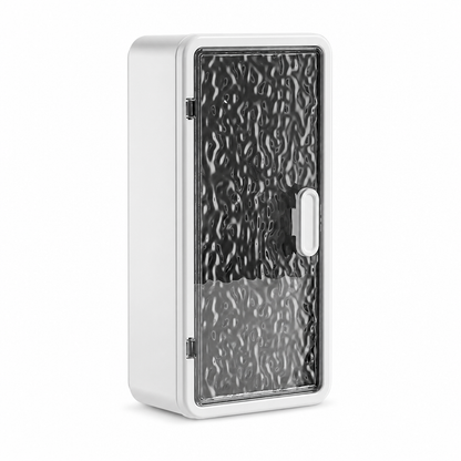 🛁 Wall-Mounted Bathroom Organizer: No-Drill, Glacier Texture, Drainage Slots, Makeup Storage