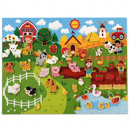 📢📢50% OFF !! ⏰Kids DIY Felt Story Board Set 104x75 cm Farm Animal Theme Interactive Storytelling Wall Toy for Toddlers Early Learning