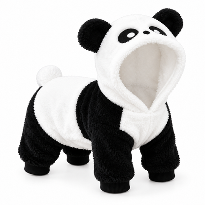 Cute Panda Pet Jumpsuit Warm Lined Autumn Winter Four-Legged Clothes for Small Dogs and Cats