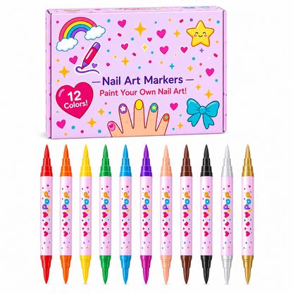 🎉 Limited Time 50% OFF! 🎨 Kids Dual-Tip Nail Art Pen Set – Draw Fine Lines & Fill Colors, DIY Nail Painting Fun for Family Time ✨