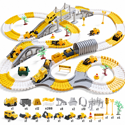 DIY Electric Track Car and Construction Vehicle Toy Set for Kids